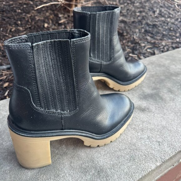 Dolce Vita Caster H20 Waterproof Leather Boots Chunky Heel Booties Size 8 - Picture 3 of 8